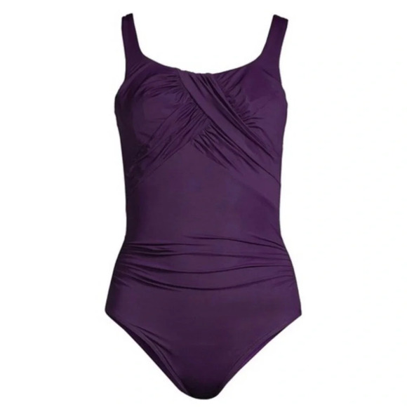 Lands’ End One Piece Carmela Tummy Control Teal Swimsuit Size 18D Slender Suit - Picture 11 of 13